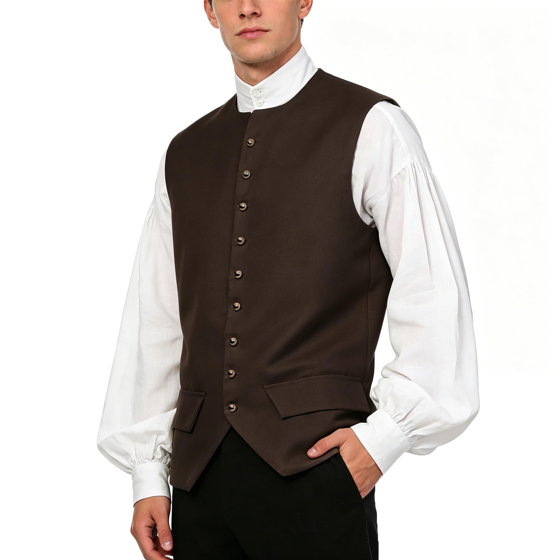 Men Colonial Vest Renaissance Medieval Viking Costume Gothic Steampunk Halloween Cosplay Waistcoat