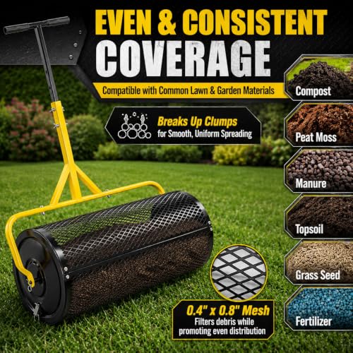 Image of 30 Inch Compost Spreader, Peat Moss & Lawn Top Dressing Spreader