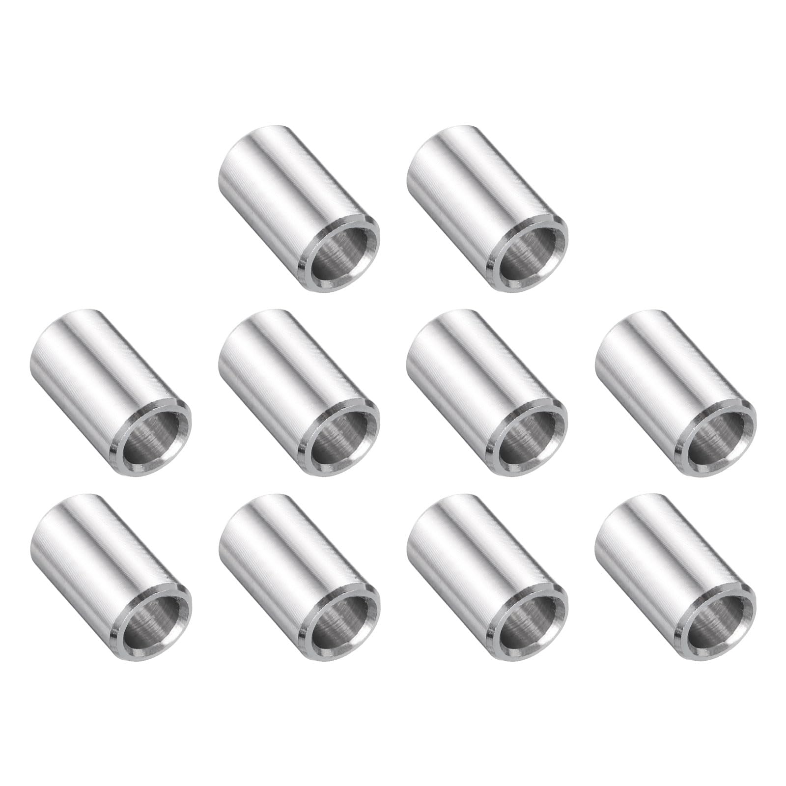 uxcell 10 Pcs Stainless Steel Spacer 1/4" Bore x 3/8" OD x 5/8" Length Screw Bushing Plain Finish Round Metal Spacer for 1/4" Screws Bolts and Rods