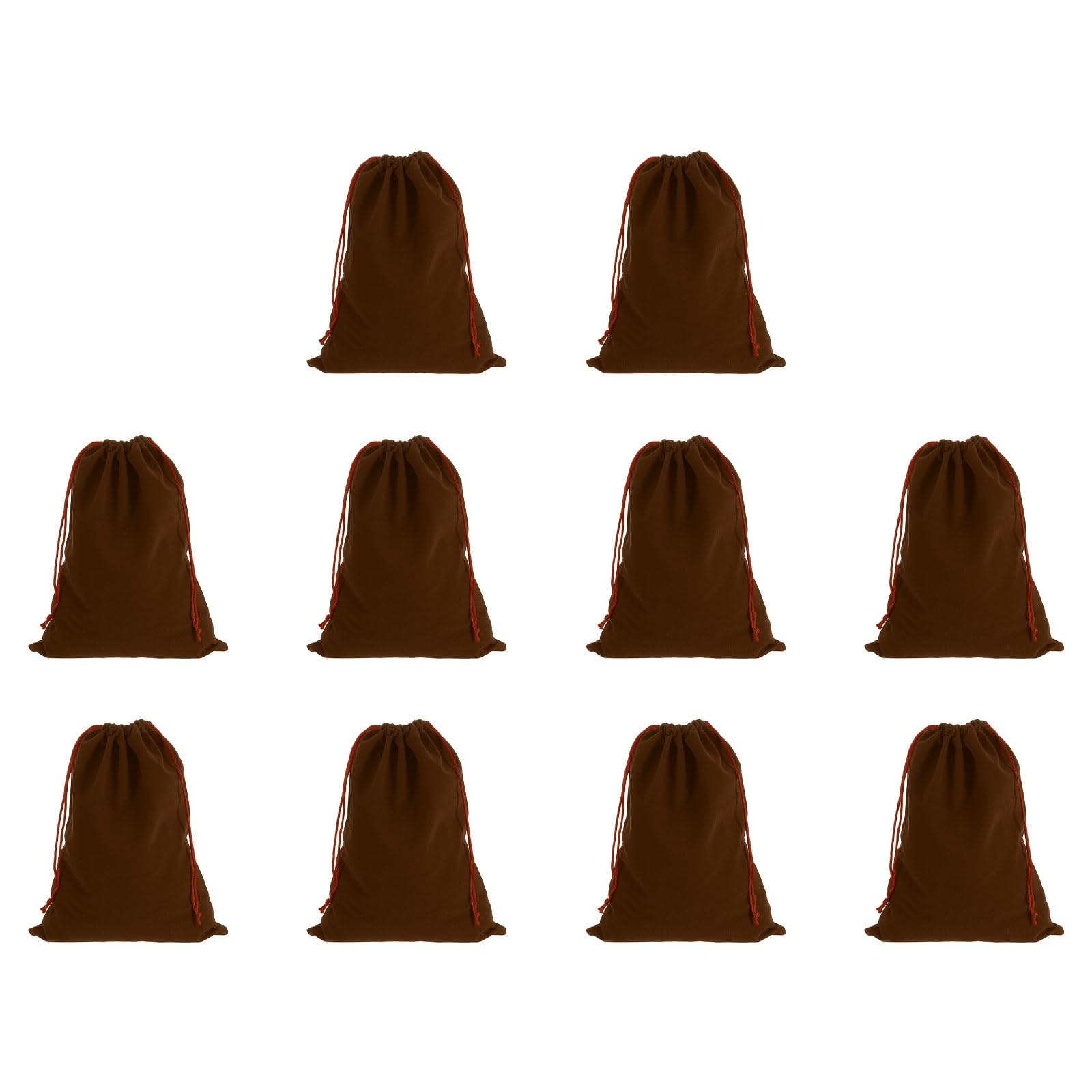 sourcing map 10pcs Flocked Cloth Drawstring Bag 6.7 x 9.1 Inch Jewelry Flocked Pouches Gift Bags for Wedding Party Favor Candy Jewelry Packaging Organizing Storage, Brown — image 1