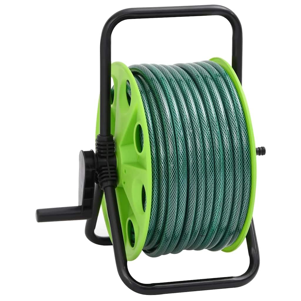 Schlauchtrommel Freistehend mit 20m Gartenschlauch 3/4 Zoll, Schlauchwagen inkl. Sprühdüse und Anschluss-Set, 3-lagiger Bewässerungsschlauch, Grün