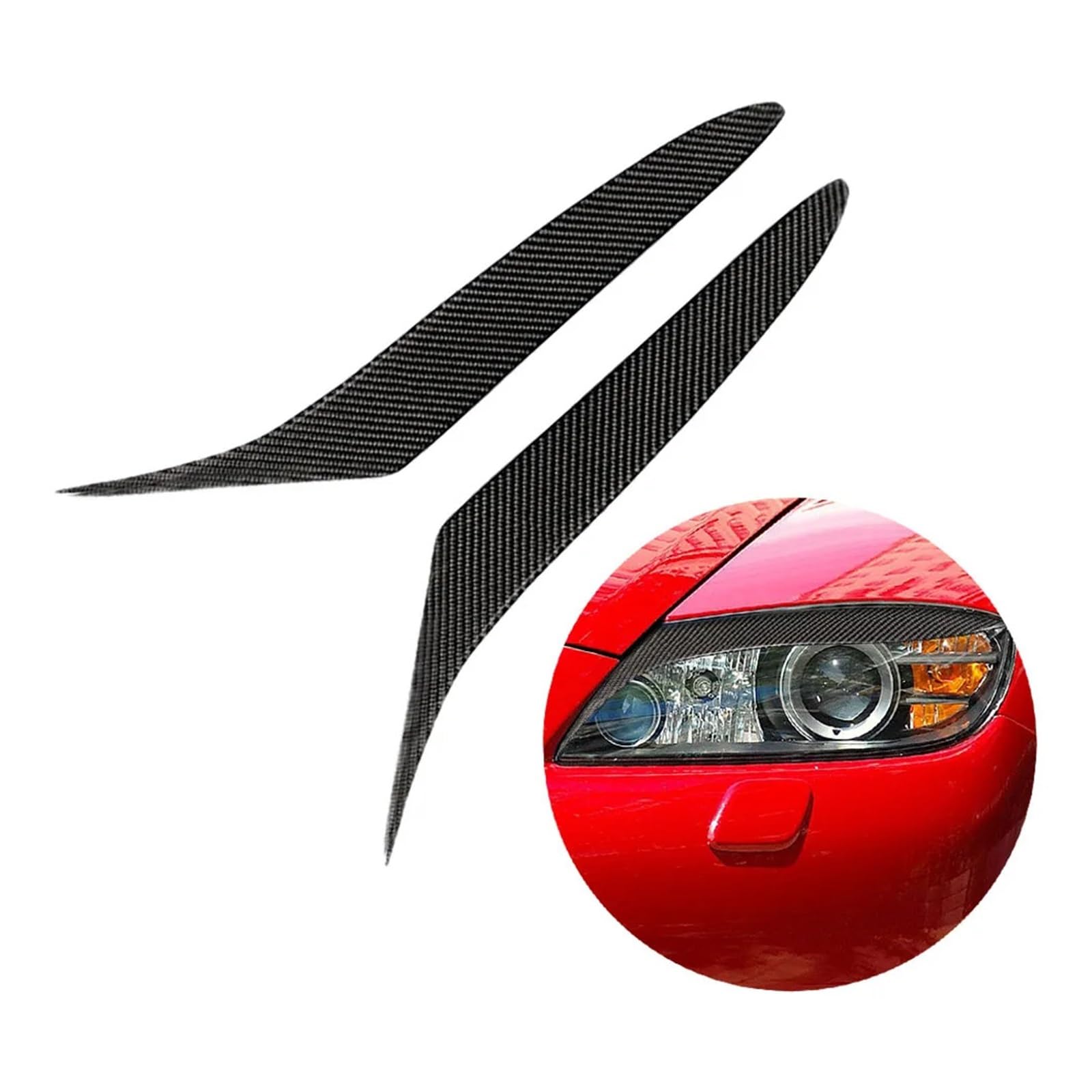 Naklejki na reflektory samochodowe, brwi, powieki, osłona, pasujące do Mazdy, RX8 Coupe 2004-2008 wykończenie oprawy brwi reflektorów(Carbon Fiber)