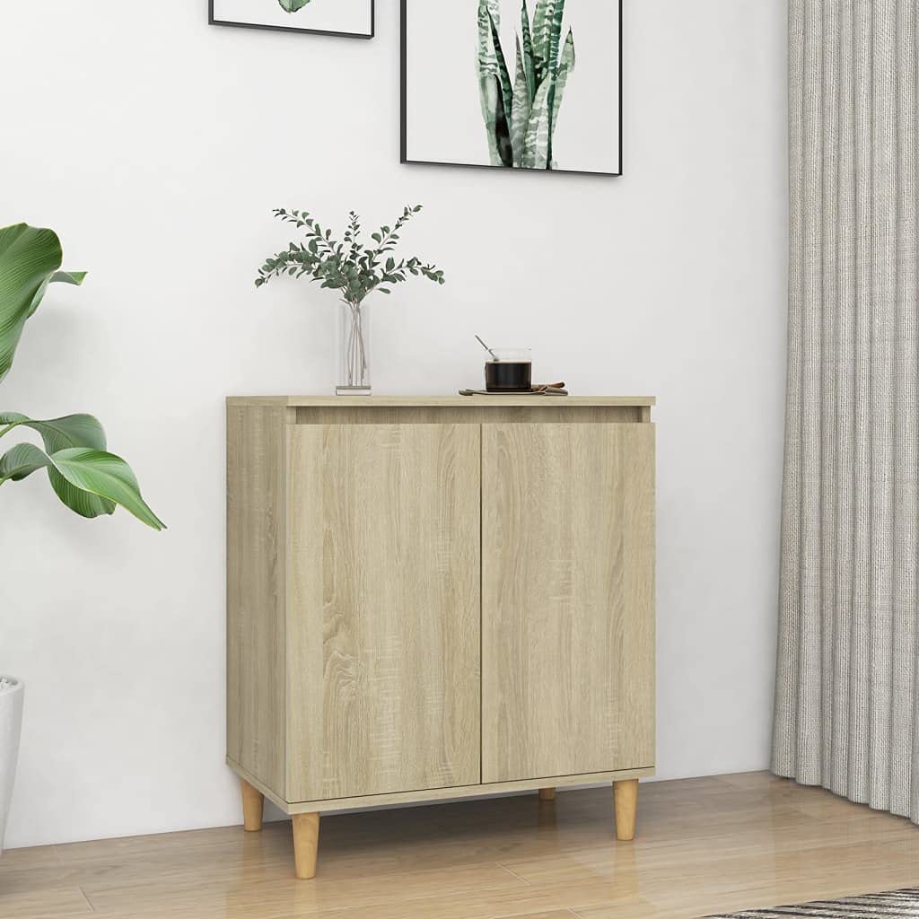 vidaXL Buffet avec Pieds en Bois Armoire Latérale Meuble de Rangement Armoire de Rangement Maison Intérieur Chêne Sonoma 60x35x70 cm Aggloméré