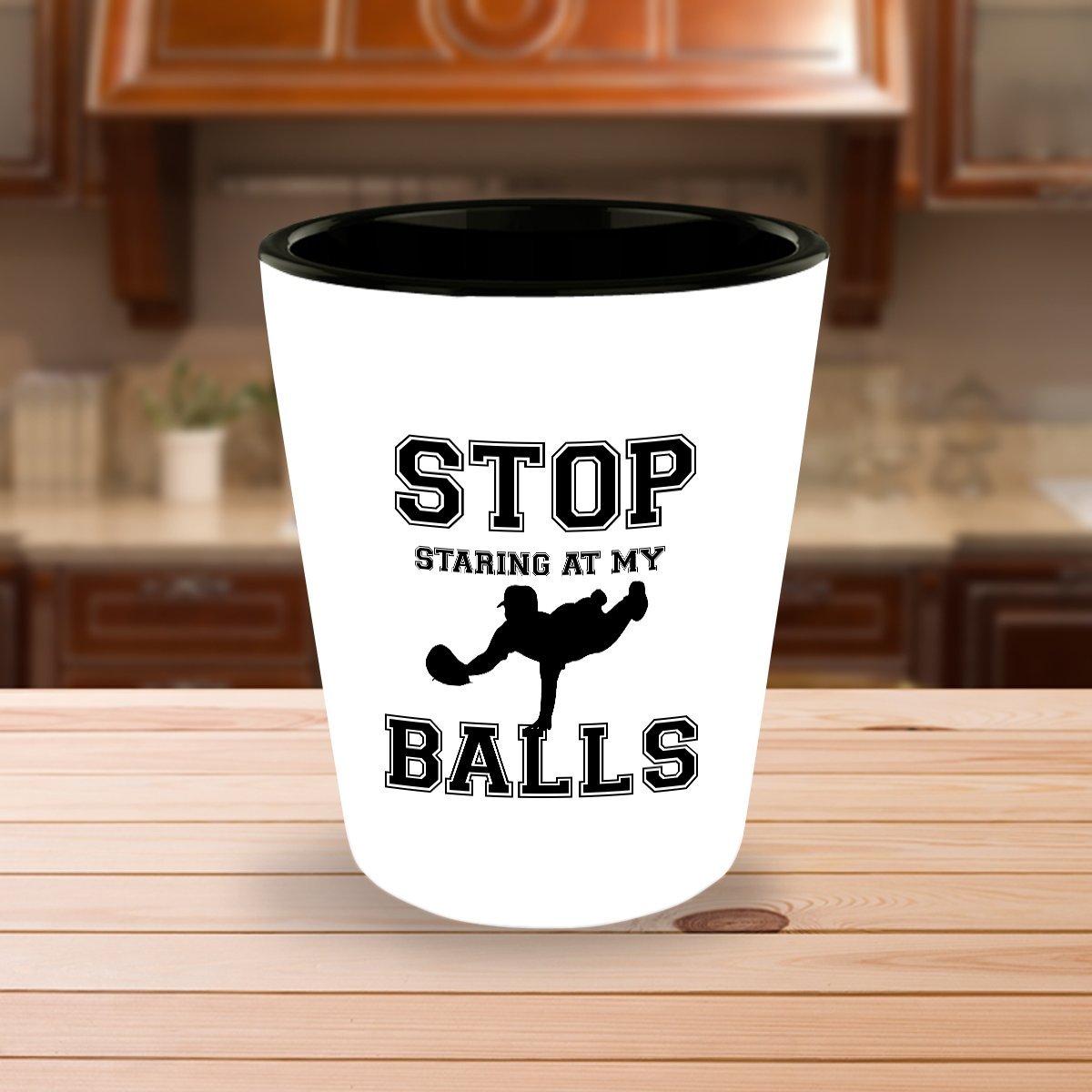 Best Shot Glass Coffee Mug-Baseball Gifts Ideas for Men and Women. Stop staring at my balls.
