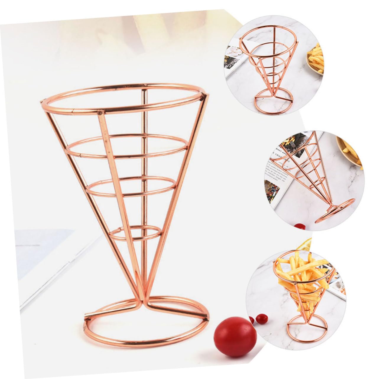 PRETYZOOM 3 Set Cono Porta Snack Casseruola con Coperchio Porta Patatine Fritte Porta Patatine Fritte Tazze Porta Antipasti Porta Salse in Acciaio Inox Dorato 3 Pezzi * 3