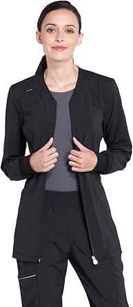 Cherokee Zip Front Womens Scrub Jacket 4-way Stretch with Lightweight, Superior Performance and Comfort, Infinity CK370A
