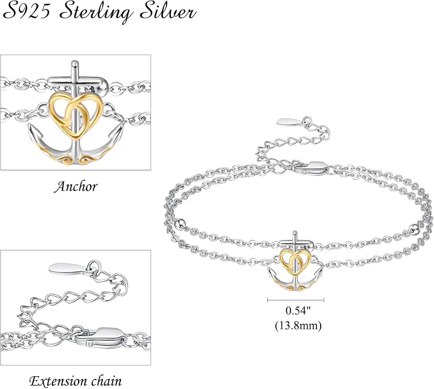 Palpitate Anchor/Infinity/Mermaid Anklets Nautical Ankle Bracelet 925 Sterling Silver Elegance Anklets Jewelry Christmas Gifts for Women