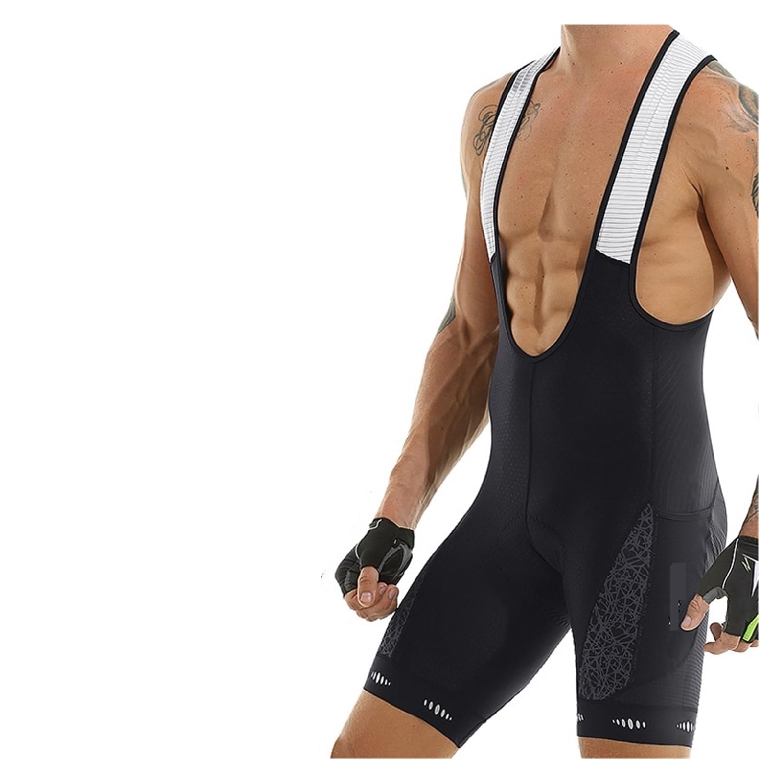 Pantaloncini da Ciclismo Pantaloncini con Bretelle da Ciclismo Uomo Tasca UPF 50+ della Serie Competitive Edition in Poliestere ad Asciugatura Rapida di Ultima Generazione