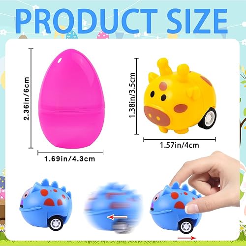 Miniatura 9 de 36 piezas de autos de Pascua rellenos con huevos de Pascua, mini autos de carreras de Pascua para niños y niños, juguetes de coche de Pascua para