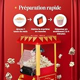 NK Machine Pop Corn Rétro 1.200W à Air Chaud - Machine à Popcorn Électrique Sans Huile, 0.3L, Prête en 2 Min, Compacte et Vintage, Idéale pour la Maison (Rouge) - 3