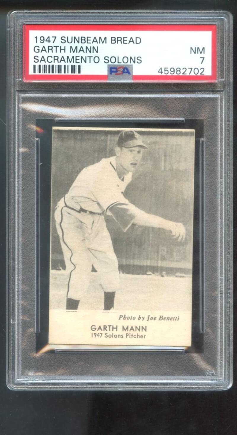 1947 Sunbeam Bread Garth Mann PSA 7 Graded Baseball Card Sacramento Solons PCL Pacific Coast League