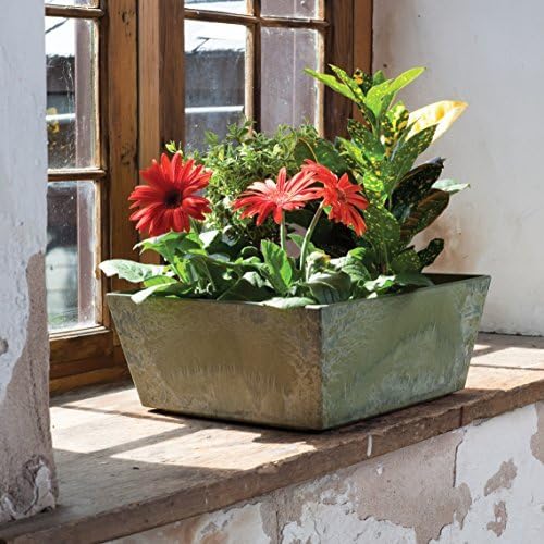 Novelty Ella Low Square Self-Watering 12" Planter, Grey