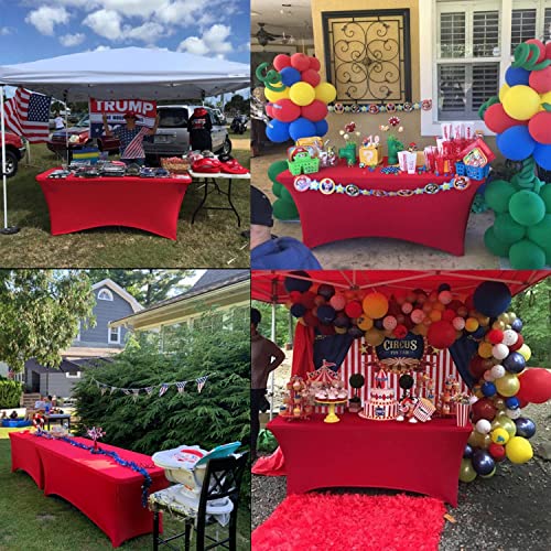 Abccanopy Spandex Tablecloths For 5 Ft Home Rectangular Table Fitted Stretch Table Cover Polyester Tablecover Lash Bed Cover Table Toppers Massage Table Cover, Red #TOP1