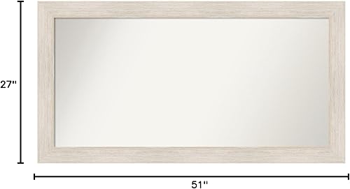 Miniatura 6 de Amanti Art Espejo de baño blanco para sobre el fregadero, 27 x 51 pulgadas, espejo de tocador rectangular de madera dura lavado blanco, marco de