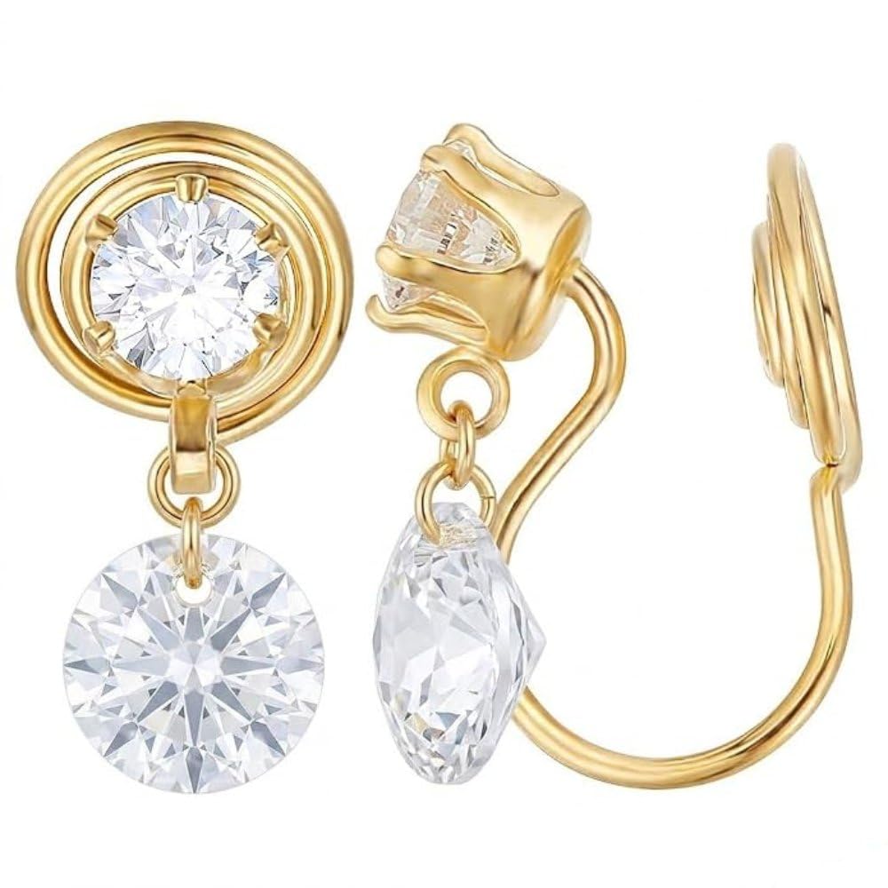 Gold Plated Spiral Design No-Piercing Clip-On Nose Ring/Ear Cuff Earrings Clip For Women And Girls (NR0269) 1 Pair-image-36