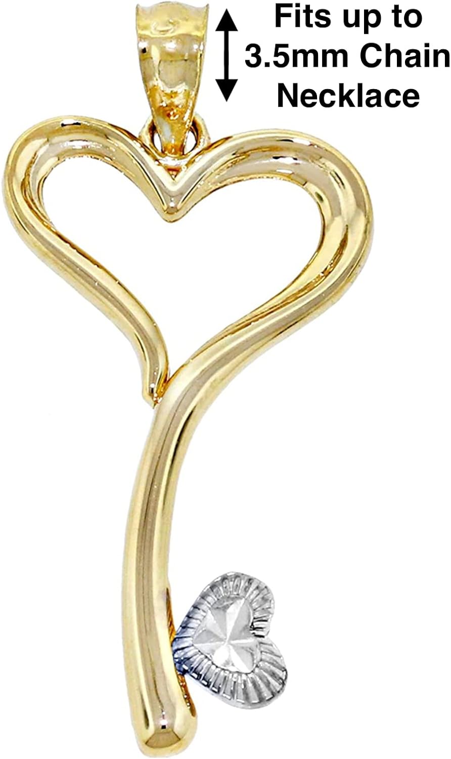 Gold Heart Key Charm - 14 Karat Solid Gold - Key Pendant - Heart Shaped Key Jewelry
