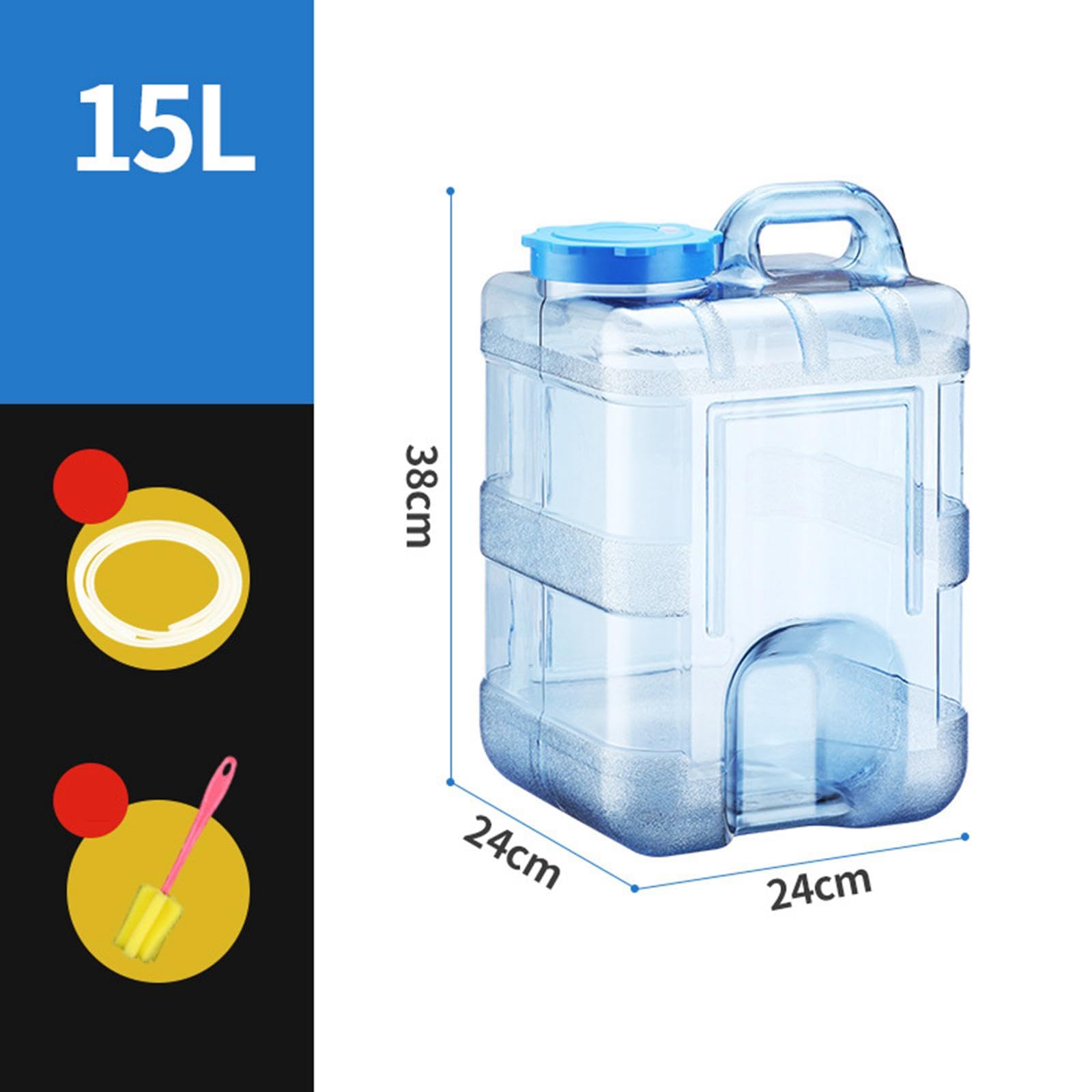 Botella Portátil para Agua Envase Contenedor Balde con Tapa PC Alimentario Fácil de Limpiar Manija Robusta Adecuado para Camping Excursiones Hogar