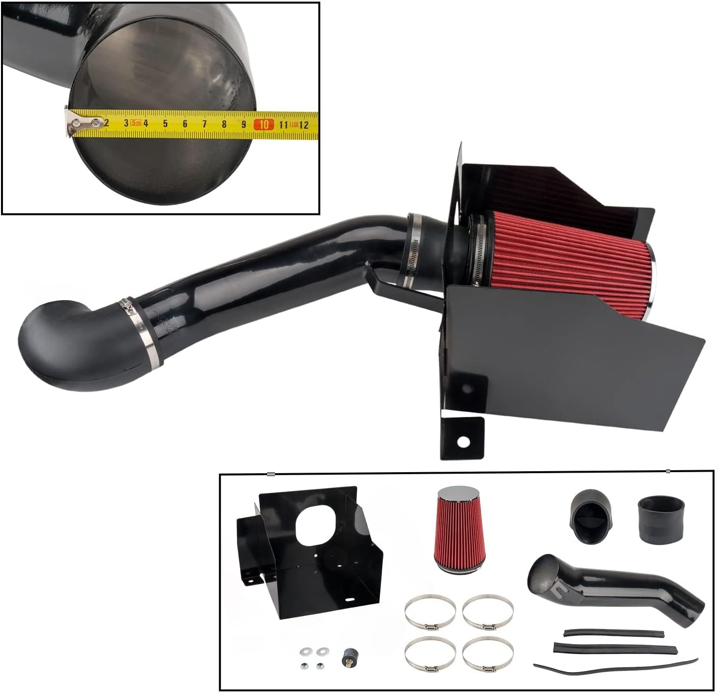 Cold Air Intake System High Flow Inlet for H ummer H2 2003-2009 Red