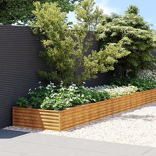 Rantry Jardinera Acero corten 960x100x36 cm, Jardinera de Cultivo, Maceteros Grande para Exterior, Jardín Balcón o Terraza Huerto Urbano Maceteros y jardineras