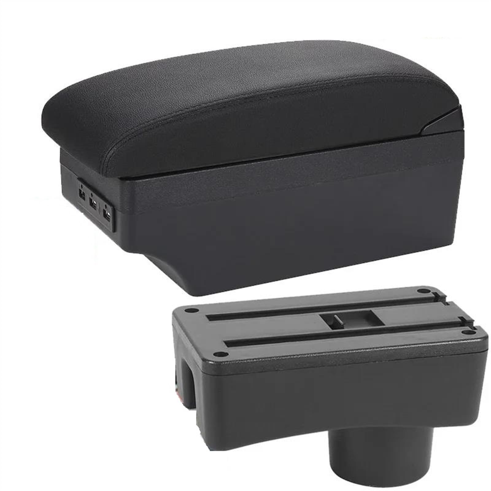 NOHEEU Armrest Box With Multifunctional Support PU Upholstered Car Interior Modification Accessories For Accent For Tagaz(A2 Black line 7USB)
