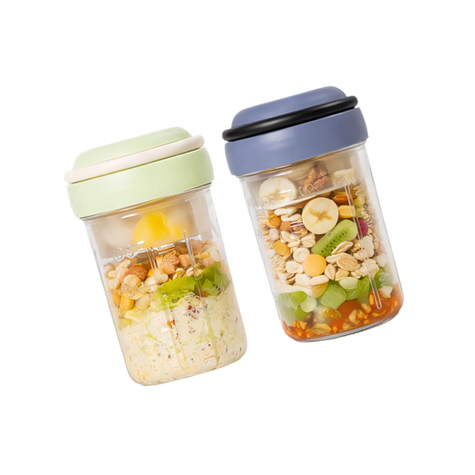 XIOANG 4/2 Piece Set of Foldable Spoon Storage Jars for Cereal Nut Yogurts and Snacks Easy to Carry Spill Safe Food Jar Stackable Treat Canister
