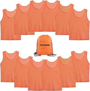 Scrimmage Team Practice Vests Sports Pinnies Soccer Training Basketball Nylon Mesh Jerseys for Child & Adult(12 Pack)