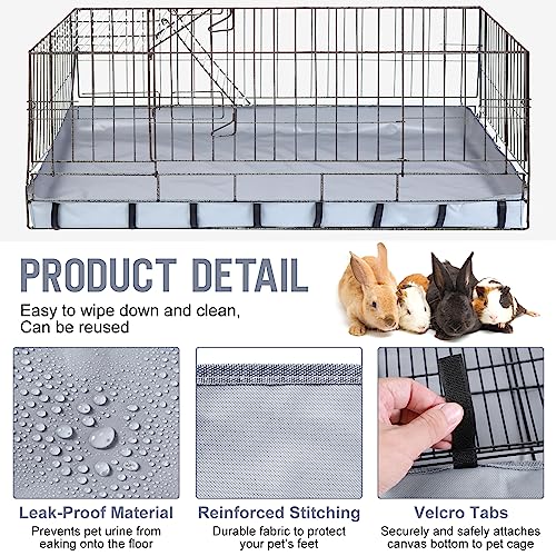 BBTO 2 Piece Guinea Pig Cage Bottom Tarp for C&C Cage Panel Waterproof Guinea Pig Cage Liners Base Washable Small Animal Cage Habitat Bedding for Ferret Rabbit, No Cage(Light Gray, 55 x 28 x 4 In)