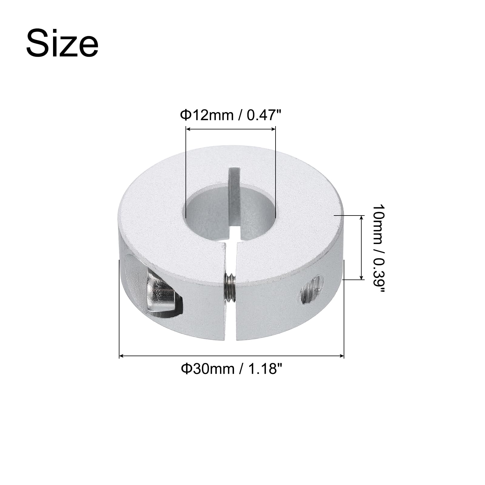 QUARKZMAN Collare per Albero a Morsetto Diviso Singolo 10pz Collare Serraggio Monopezzo Foro 12mm, Od 30mm, Spessore 10mm, Morsetto a Collare Diviso Vite Fissaggio Lega Alluminio