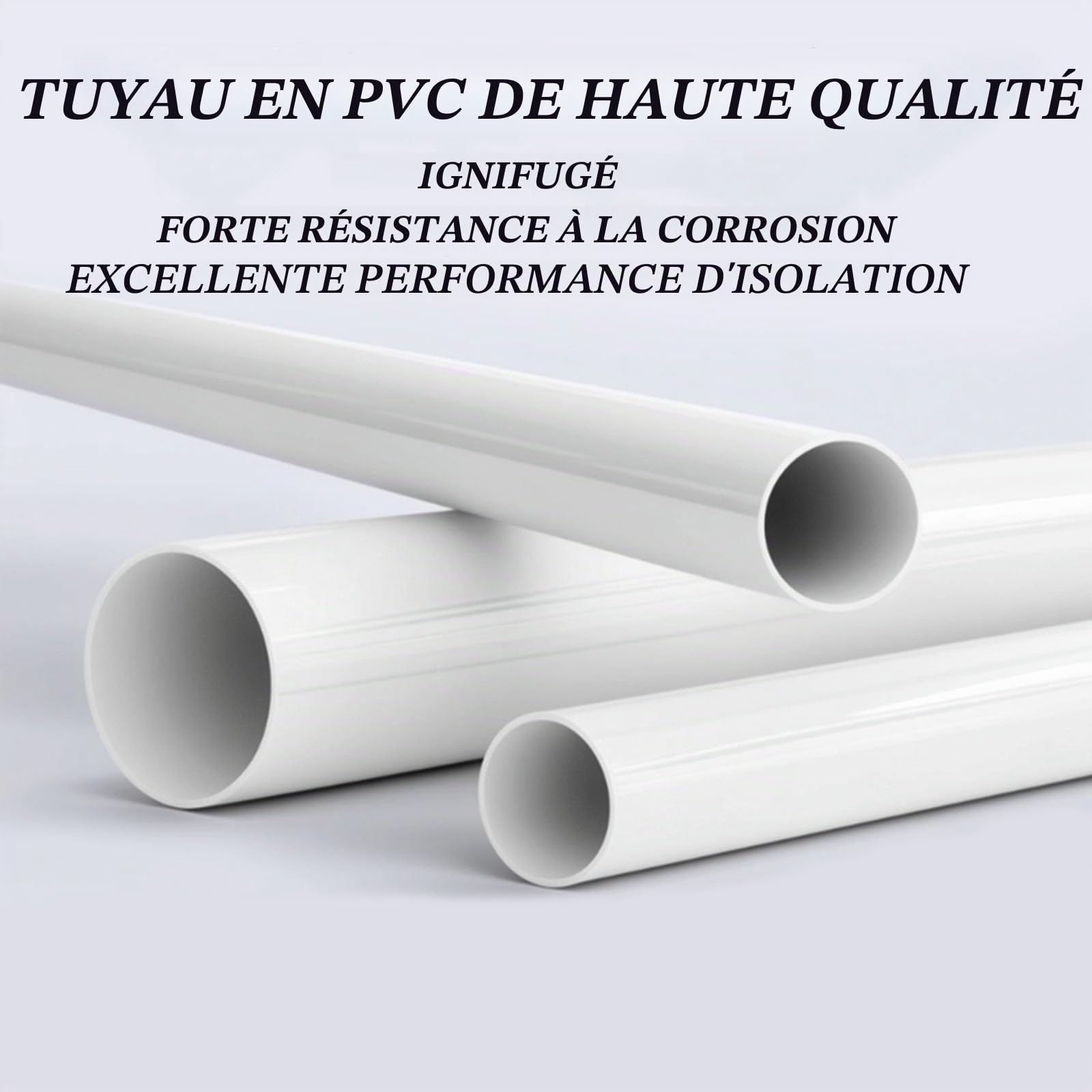 Tuyau en PVC 200 mm de diamètre extérieur x 3 mm d'épaisseur de paroi, plastique dur for drainage, rénovation et bricolage, 1 pièce, 0,5 m