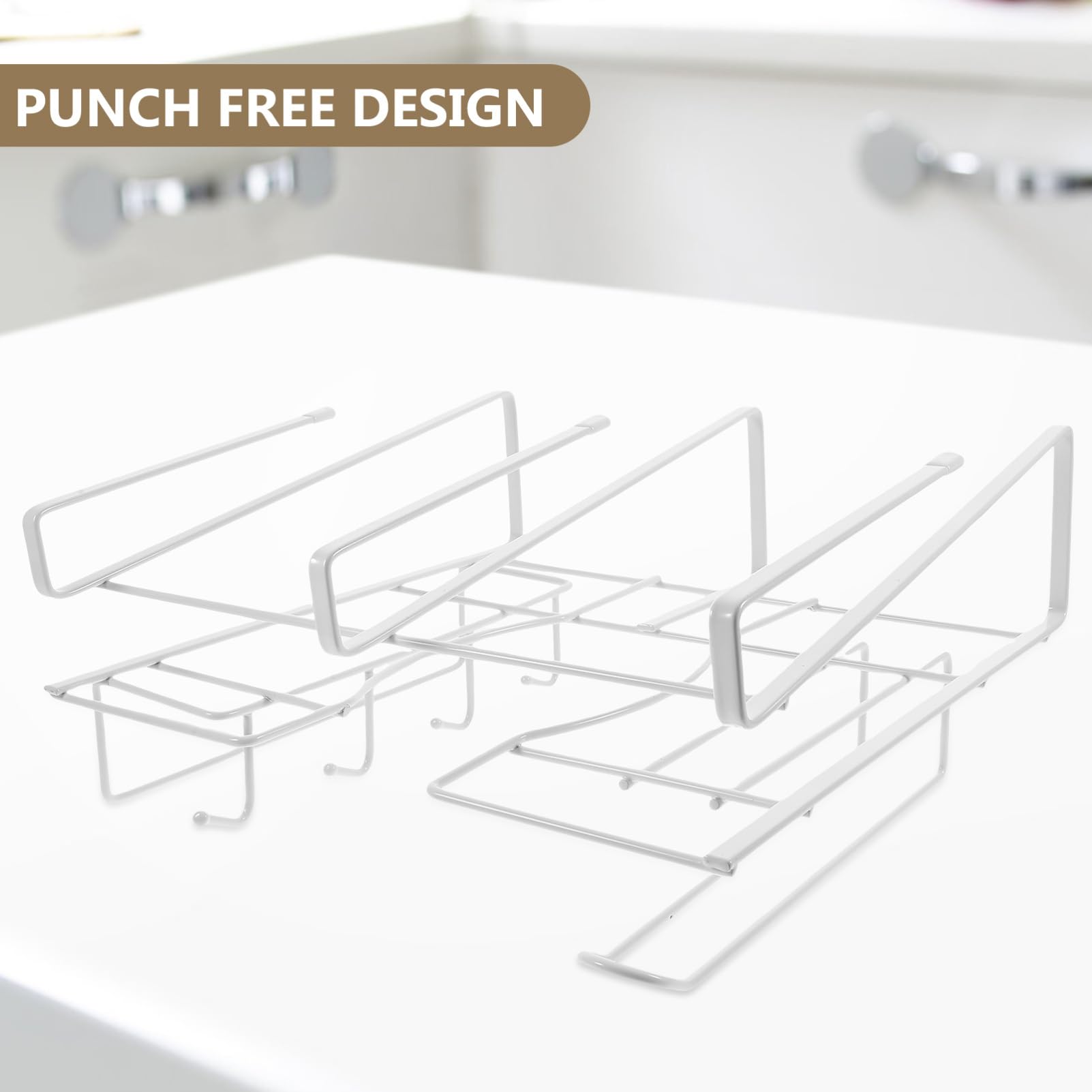 PRETYZOOM Ganci per Tazze Sottopensile in Ferro Portaoggetti da Cucina Organizer Salvaspazio senza Supporto Inferiore per Appendere Cucchiai e Spatole
