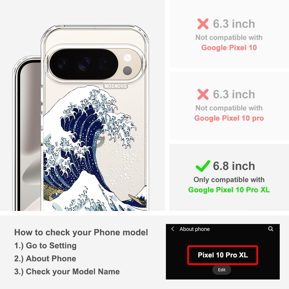 MOSNOVO Case for Google Pixel 10 & Pixel 10 Pro, [Buffertech 6.6ft Military-Grade Drop Protection] [Anti Peel Off Tech] Clear TPU Bumper Phone Case Cover Design - Cute Cherry — view 88