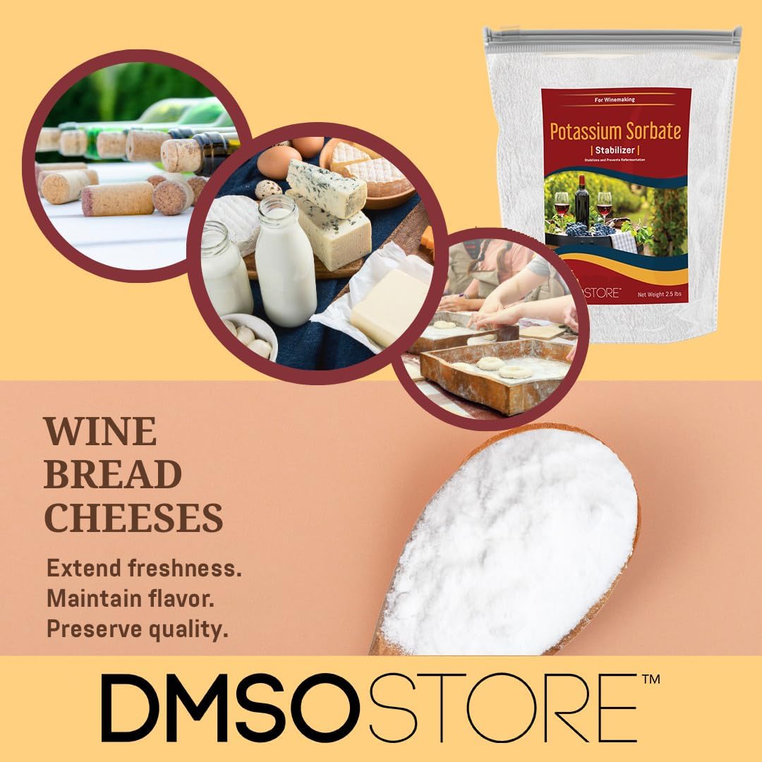Potassium Sorbate Stabilizer for Wine Making | Powder 5 lb. Food-Grade Preservative for Longer Freshness and Extended Life Cycle