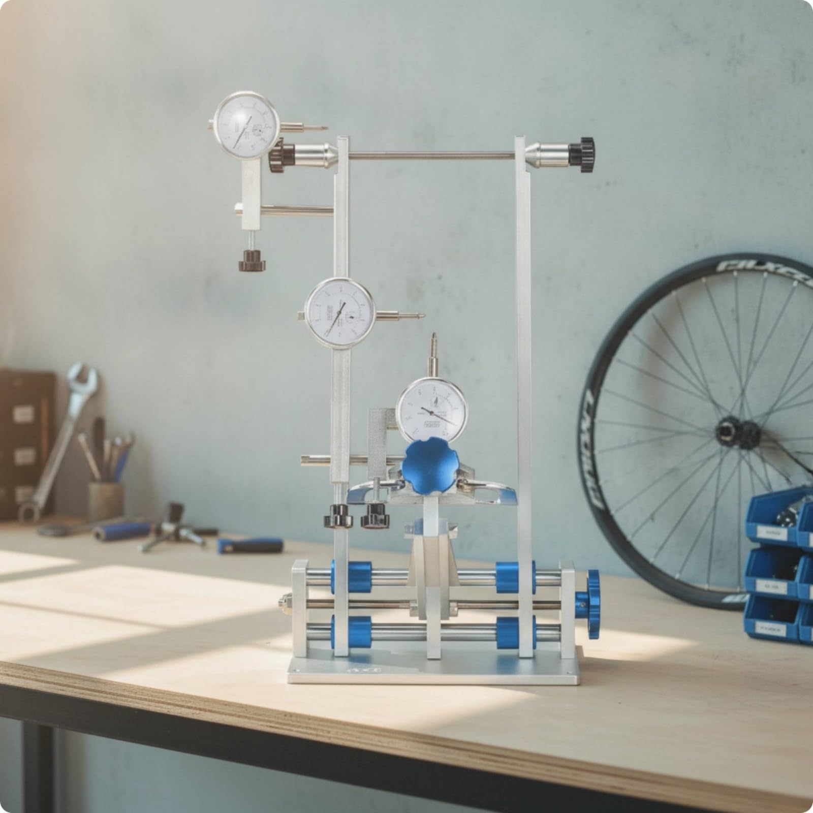harayaa Fahrrad Zentrierständer Laufradzentrierständer Nivellierständer Servicehalter mit Steifer Aluminiumlegierung Basis Und Zwei Stützen für Stabilen Halt , Blau