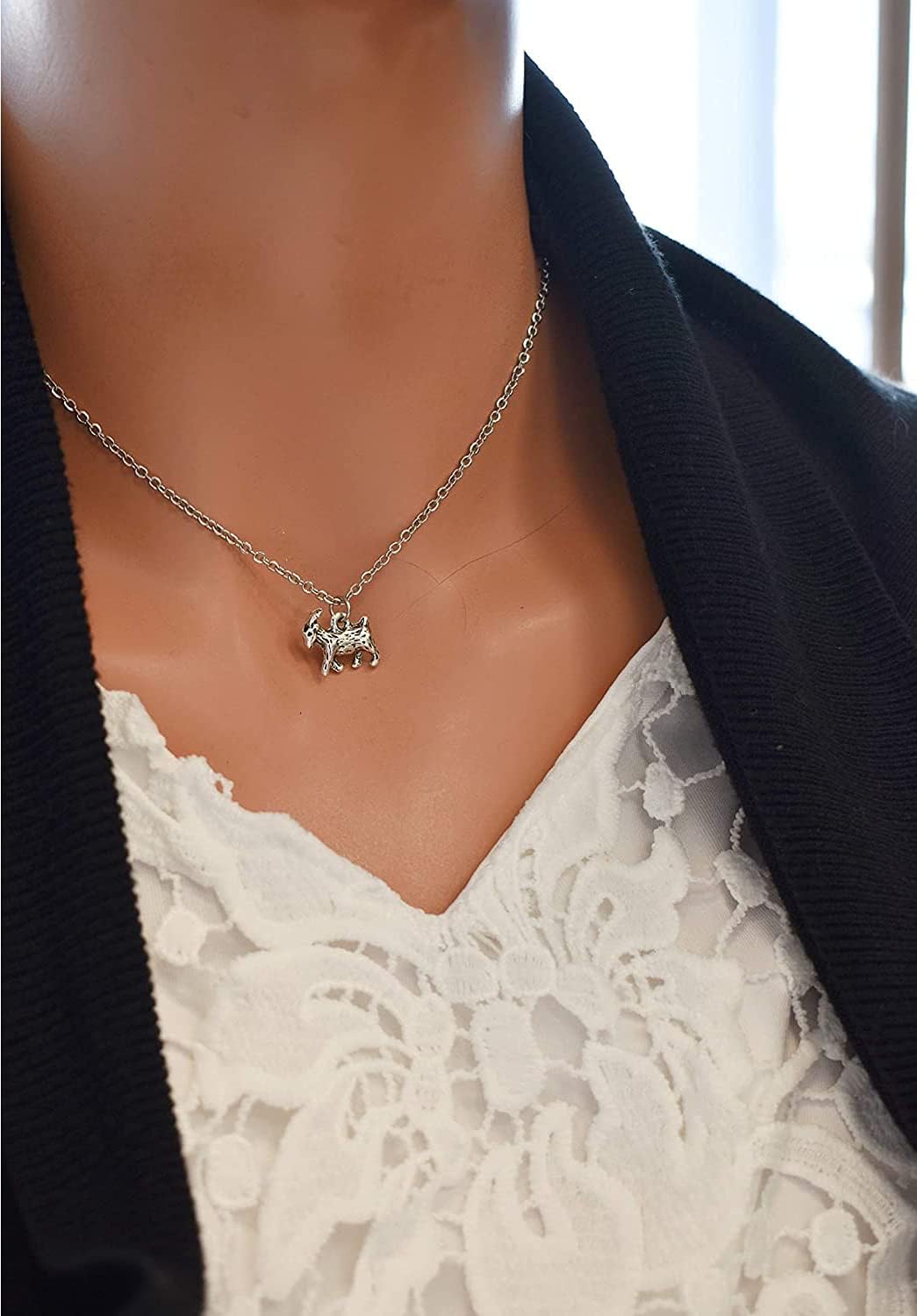 Goat Necklace in Silver Toned Metal | 16 Inch Stainless Steel Cable Chain | Farm Animals | Animal Lover | Goat Farmer | Farm Girls - Image 3