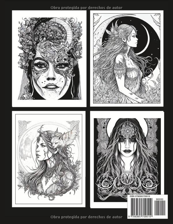 Miniatura 2 de Brujas de la Luna Libro de Colorear Libro de Colorear para Adultos con Magia y Brujería Retratos de Brujas Blancas, Oscuras, Místicas y Poderosas