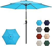 SUNVIVI 7.5FT Outdoor Patio Umbrella with Crank Lift, Push Button Tilt, UV-Resistant Waterproof Polyester Canopy, Rustproof Metal Pole
