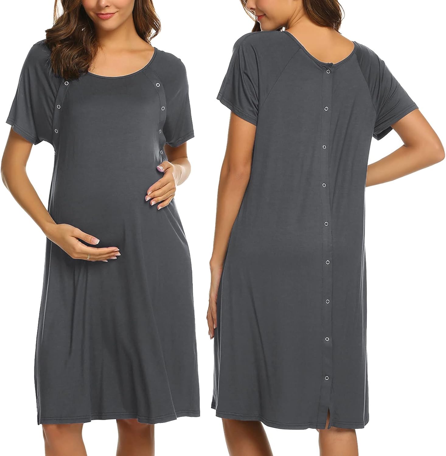 Nursing/N maternity nightgown with button access