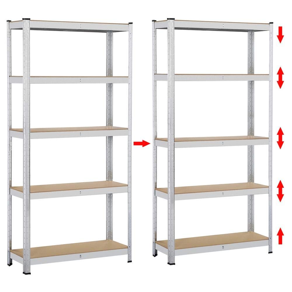 Yaheetech 2X Lagerregal 180x 90 x 30 cm, Schwerlastregal 5 MDF-Platten, Kellerregal 875kg, Steckregal Werkstattregal verstellbare Regalböden