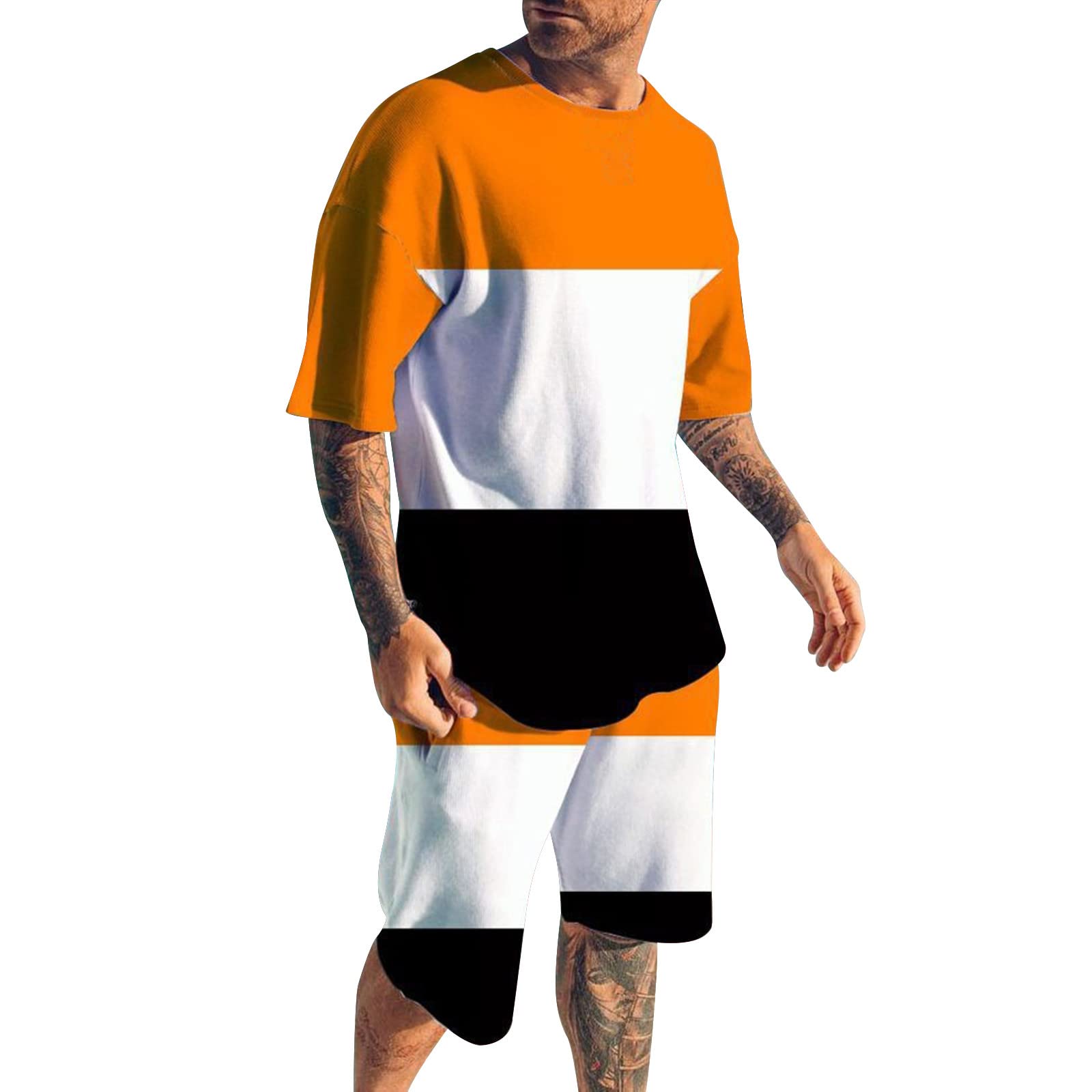Saingace CháNdal Hombre Completo Verano - Transpirable Casual T Shirt camisas hombres verano Hawaianas Playa Chandal Conjunto Verano Chándal para hombre Ropa Deportiva Corto de Dos Piezas