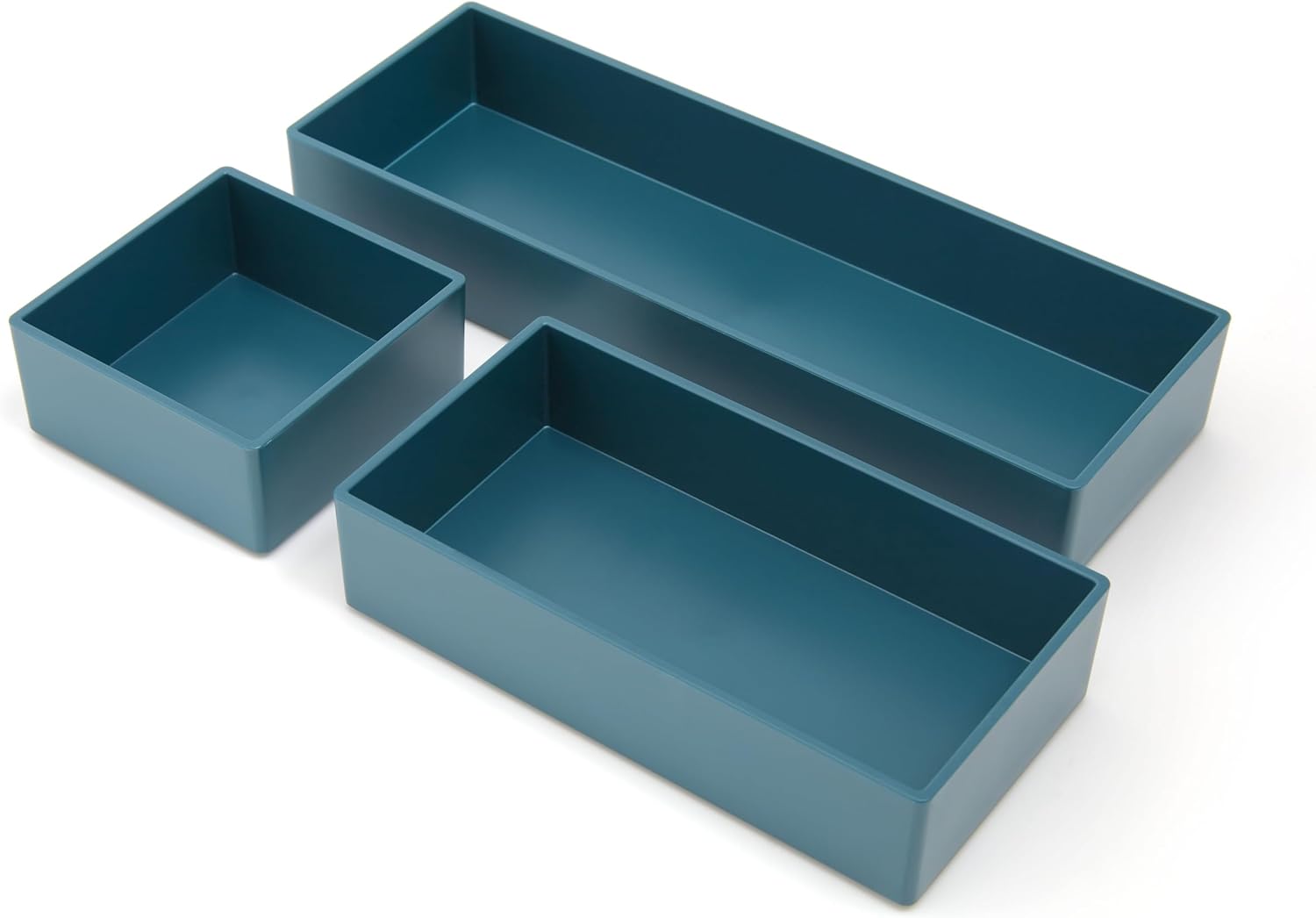 TRU RED Plastic Drawer Organizer Set, 3‑Piece, Teal – Modular Desk & Drawer Storage for Office Supplies