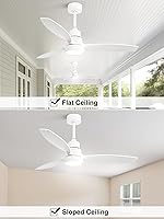 Vista 4 de Sofucor Ceiling Fan with Lights, 52 Inch Low Profile Flush Mount Mordern Wood Ceiling Fan with Remote for Indoor Farmhouse Bedroom Living Room