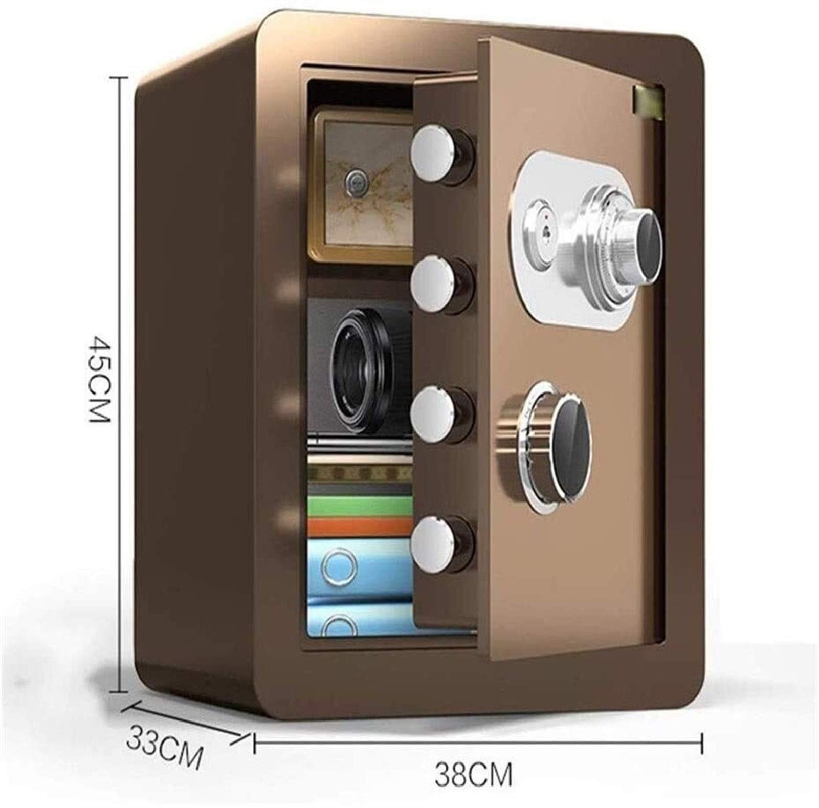 RLKHXBS Safes Schrank Mechanical Password Safety Haushaltssicheres 45 cm großer feuerfestem wasserdichtes Anti -Bohr -Anti -Diebstahl Unsichtbares Safe (Farbkaffeegold)