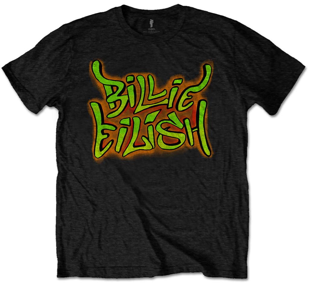 Billie EilishAirbrush Flames' (Black) T-Shirt