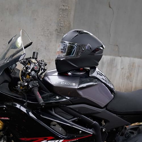 Miniatura 7 de VCOROS Casco de motocicleta de cara completa X9 con visera interior y bolsillos para altavoces listos para Bluetooth, aprobado por DOT, casco de