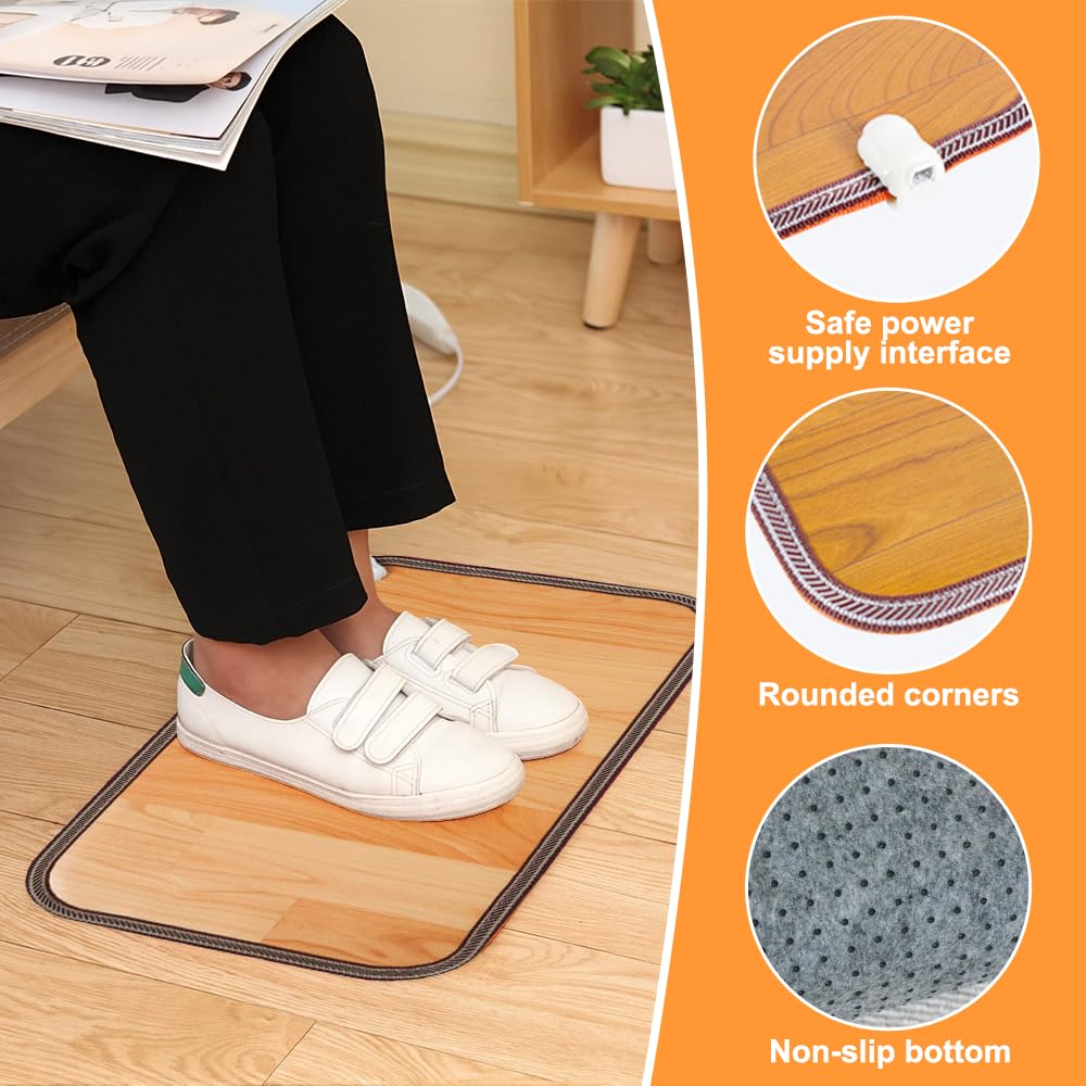 Tappeto Riscaldante Piedi, 50 x 30 cm Scaldapiedi Elettrico Portatile, Scalda Piedi Casa Elettrico con 10 Livelli di Temperatura & 3 Timer, Tappetino Riscaldante Piedi per Casa e Ufficio