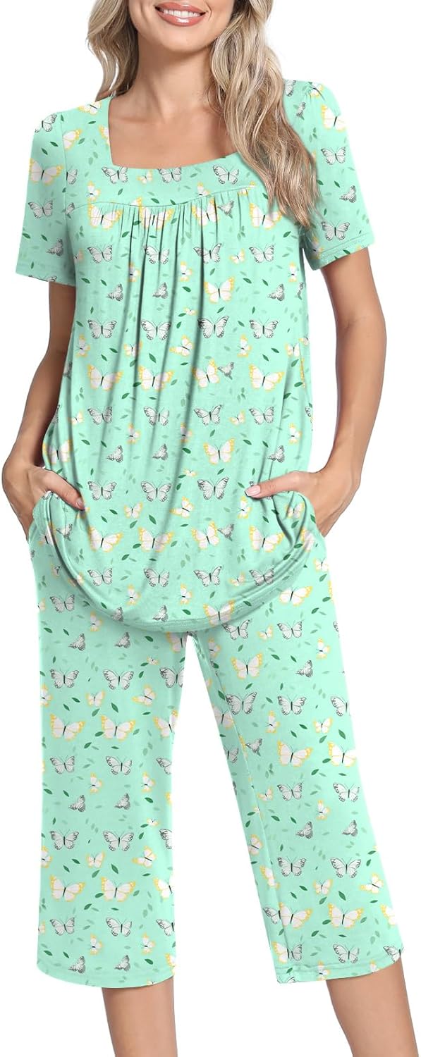 POPYOUNG Summer Womens Pajama Set 2 Pieces Pjs Ladies Pajamas Lounge Sleepwear with Pockets - Image 2