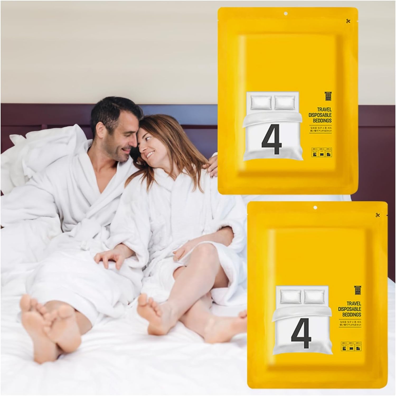 ErweicetBedding Disposable Bed Sheets Portable Bed Sheets Bedding Dirt Separation for Spa，Tattoo，Salon，Hotel for Couples 4 Pieces set Bath Towel + Towel, 70 * 140CM