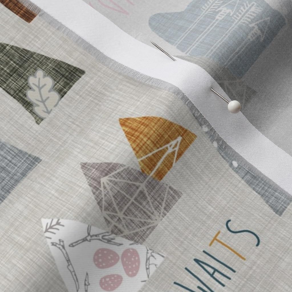 Spoonflower Fabric - Adventure Awaits Pink Small Girl Explore Mountain Outdoors Mountains Printed on Organic Cotton Sateen Fabric by The Yard - Sewing Quilting Apparel Home Decor