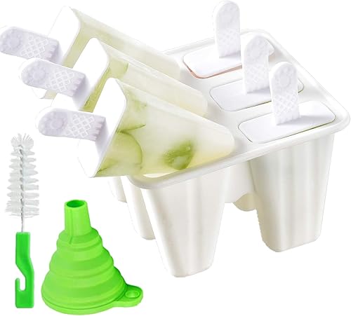 Vista 6 de Moldes para paletas de hielo, 10 piezas, moldes de silicona para paletas de hielo, reutilizables, de fácil liberación (10 cavidades, verde)