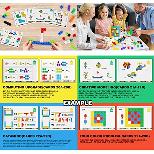 Image of Math Cubes, STEM Toy Learning Math Games for Kids 3 4 5 6 7 8+ Years Old Math Manipulatives 100 Snap Cubes Gift Toys for Toddler Kids Girl Boys Educational Toys Building Blocks 148PCS